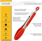 HINMAY 7-Inch Mini Silicone Tongs Small Serving Tongs - Image 2