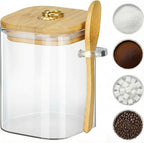 holoith Glass Jars with Bamboo Lids and Spoons, 16 oz Glass Storage Containers by Holoith