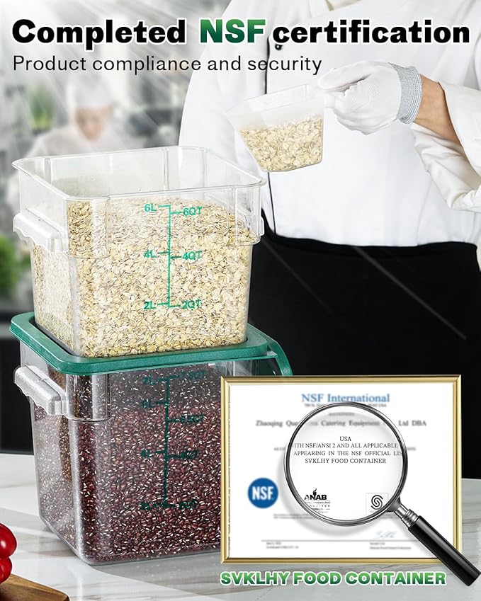 6QT NSF Food Storage Containers: 6PCS Commercial Clear Food Storage Containers - Image 2