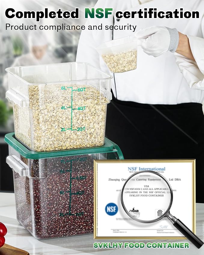 12QT NSF Food Storage Containers: 6PCS Commercial Clear Food Storage Containers - Image 2