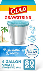 Glad Small Trash Bags 4 Gallon, Febreze Beachside Breeze Garbage Bags, Odor by GladTrashFoodStorage