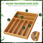 Bamboo Silverware Organizer, Bamboo Kitchen Drawer Cutlery Organizer, Utensil - Image 3