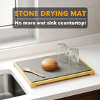 SpaceAid Stone Drying Mat for Kitchen Counter, Bamboo Rack Dish Pad, Instant - Image 2