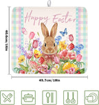 Easter Bunny Dish Drying Mat for Kitchen Counter Happy Easter Rabbit Floral - Image 2