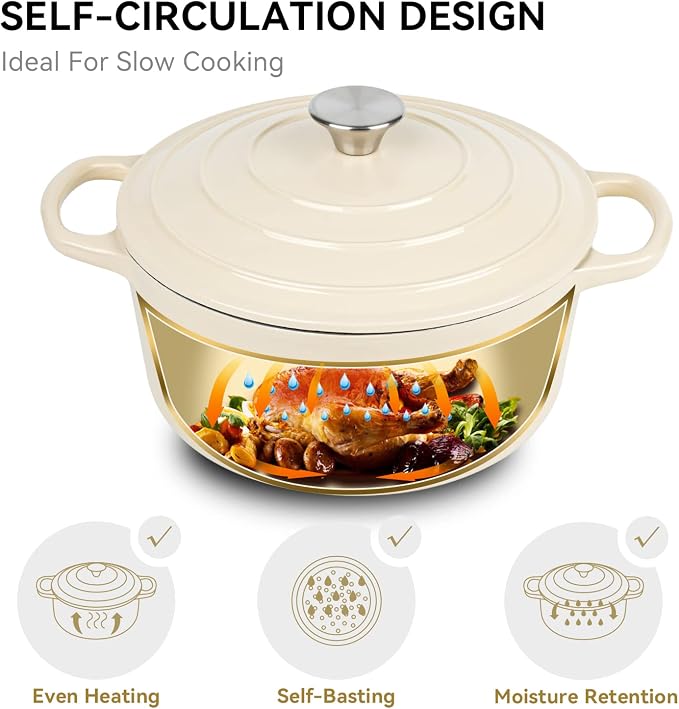 Miereirl 6 Quart Enameled Dutch Oven Pot - Image 2