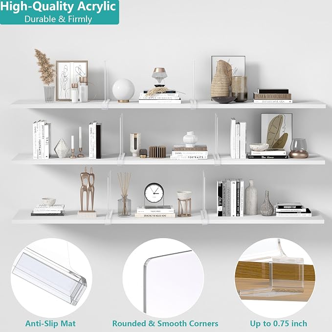 6 PCS Shelf Dividers for Closet Organization Acrylic Clear Closet Shelf Divider - Image 3