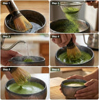 Matcha Whisk Set 7-Piece with Handmade Matcha Bowl & 100-Prong Purple Bamboo - Image 6