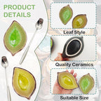 2 Pack Coffee Spoon and Leaf Rest Set, Ice Cracks Leaf Ladle Holder, Tea Spoon - Image 3