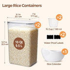 ComSaf Rice Container Set of 2, Large Airtight Food Storage Containers - Image 2