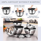 Umite Chef Mixing Bowls with Airtight Lids, 3 Grater Attachments & Non-Slip - Image 6
