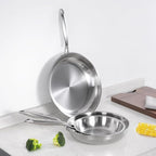 SuperCook 2 Pieces Tri-Ply Clad Stainless Steel Frying Pan, Steel Pans - Image 6