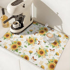 Sunflower Dish Drying Mat for Kitchen Counter Summer Yellow Floral Microfiber - Image 7