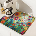 Abstract Colorful Floral Dish Drying Mat - Image 7