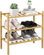 ROMGUAR CRAFT 3-Tier Bamboo Small Shoe Rack, Free Standing Wood Shoe Shelf by ROMGUAR+CRAFT