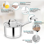 TeamFar 1 qt Saucepan, Stainless Steel Small Sauce Pan & Lid - Image 3