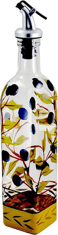 Grant Howard Athena Olives Hand Painted Glass Oil and Vinegar Cruet by Grant+Howard