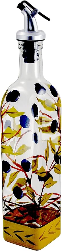 Grant Howard Athena Olives Hand Painted Glass Oil and Vinegar Cruet by Grant+Howard