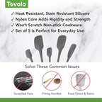 Tovolo Flex Core 5 Piece Silicone Spatula Set Heat Resistant All Silicone - Image 3