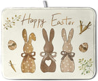 Happy Easter Bunny Dish Drying Mat Rabbits Egg Carrot Dish Pad by Kwlegh
