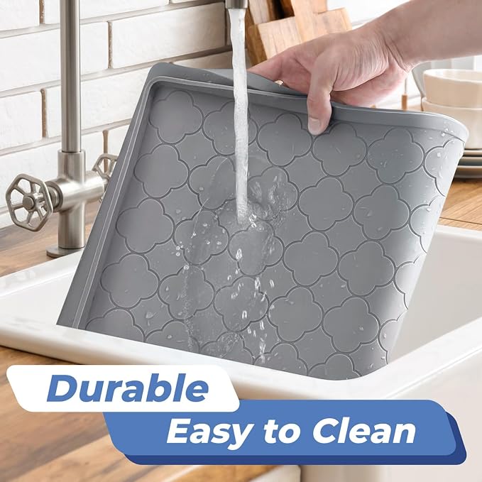 Jin&Bao Waterproof Under Sink Mat 37" x 22", Thick Silicone Mat Cabinet - Image 4