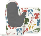 Cute Colorful Dog Puppy Silicone Oven Mitts Pan Mats Set of 2, Heat Resistant - Image 2
