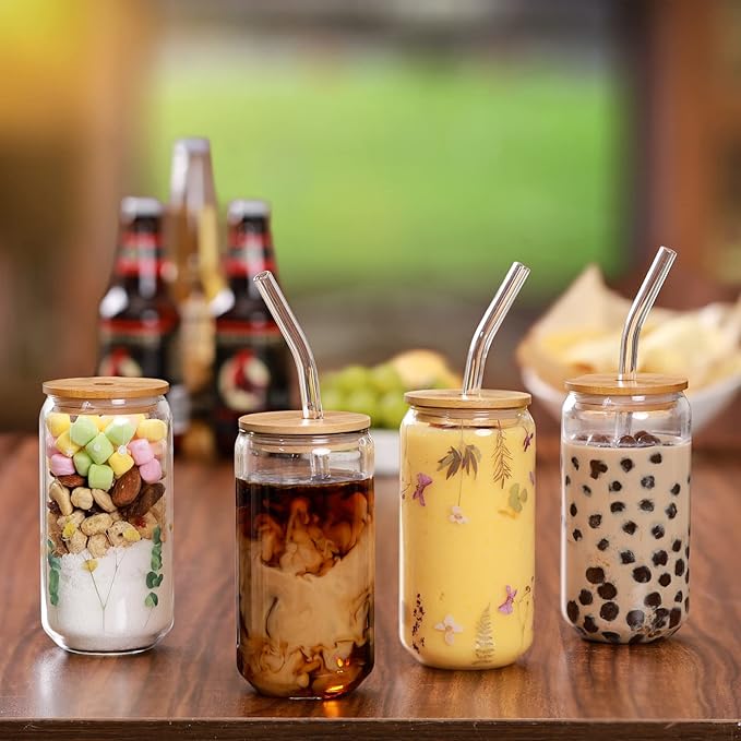 NETANY 1 Pack Glass Cups with Bamboo Lids and Straws 16 oz, Gifts - Image 4
