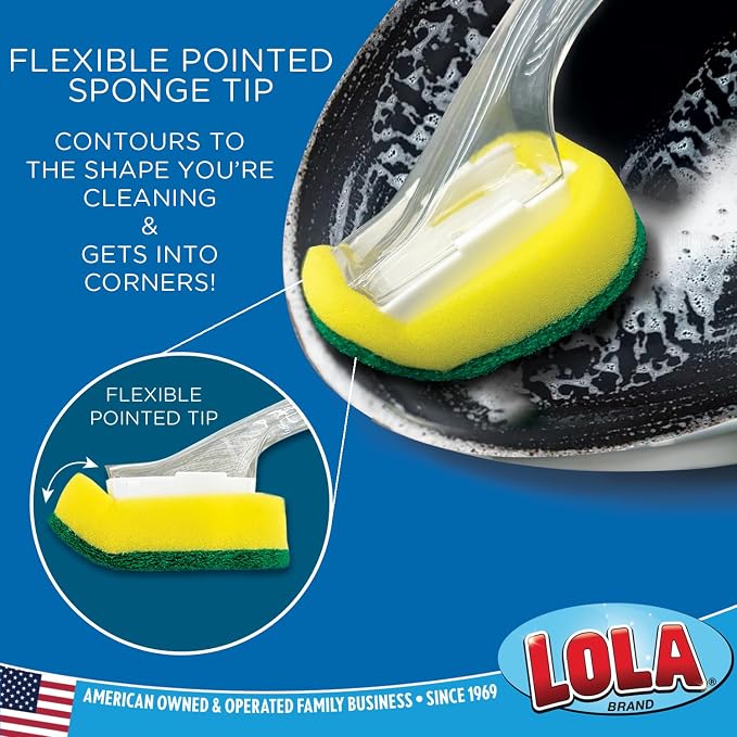 LOLA Dish Brush w/Soap Dispenser Wand, 1 Brush w/Head & 6 Refills, Absorbent - Image 4