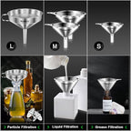 Stainless Steel Funnel, Walfos 4 Pack(4in、3 in、2.2 in、1.7in Kitchen Funnel - Image 2