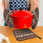 Vintage Rustic Oven Mitts and Pot Holders Sets of 3 Heat Resistant Hot Pads - Image 7
