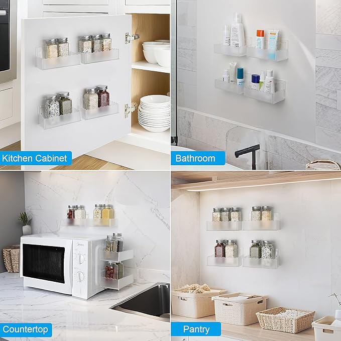 12 inch Spice Rack Wall Mounted, 4 Pack Spice Organizer Shelf - Image 4