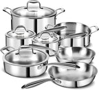 3 Ply Stainless Steel 11-Piece Cookware Set by EWFEN