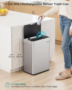 Kitchen Trash Can Touchless, 13 Gallon/50 L Stainless Steel Automatic Motion - Image 2