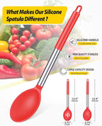 Pack of 2 Large Silicone Cooking Spoons, Non Stick Solid Basting Spoon - Image 2