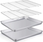 TeamFar Baking Sheet with Rack Set of 4, 20’’×14’’×1.2’’, Half Size Stainless by TeamFar