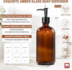 GMISUN Amber Glass Soap Dispenser, 2 Pack Bathroom Hand Soap Dispensers - Image 3