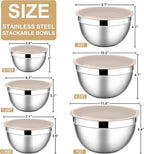 E-far Mixing Bowls with Lids, 12-Piece Stainless Steel Salad Bowls Metal - Image 2