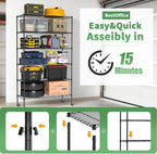BestOffice Storage Shelves 6 Tier Metal Shelves Adjustable Garage Shelving Wire - Image 5