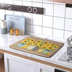 Sunflower Dish Drying Mat for Kitchen 16x18 Inch Counter Rustic Vintage Floral - Image 5