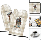 Funny Owl Oven Mitts and Pot Holders Sets of 3 Kitchen Hot Pads Cute Buffalo - Image 3