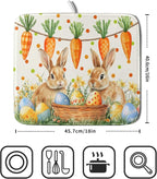 Giwawa Easter Bunny Dish Drying Mat Eggs Carrot Dishes Drainer Pad Absorbent - Image 2