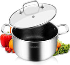DELARLO Tri-Ply Stainless Steel Stock Pot, 5QT Non Stick Pots, Induction Ready by DELARLOCOOKWARE