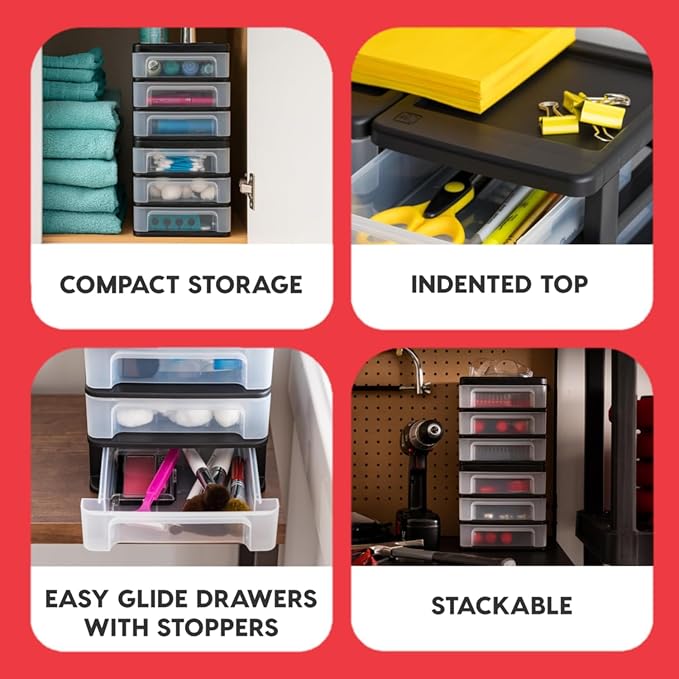 IRIS USA Plastic Stacking Desk Top 3-Drawer Storage Organizer, - Image 5