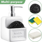 RQYIXI Soap Dispenser with Sponge Holder Ceramic Hand and Dish Soap Dispenser - Image 4