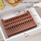 VERTORGAN Teak Dish Drying Rack, Folding Collapsible Drainer Plate Organizer - Image 5