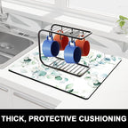 Rnivvi Dish Drying Mat for Kitchen Counter, 16 x 18" Cute Boho Theme Absorbent - Image 2