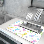 Easter Dish Drying Mat for Kitchen Counter Cute Bunny Floral Holiday Microfiber - Image 5