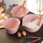 3 Mixing Bowls Set with Lids, Pour Spout and TPR Bottom, Plastic Nesting Bowl - Image 4