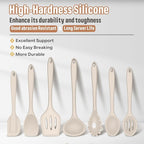 E-far Silicone Cooking Utensils Set, 7-Piece Khaki Heat Resistant Kitchen - Image 6