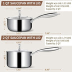 EWFEN 3 Ply Stainless Steel Sauce Pan Set - Image 2