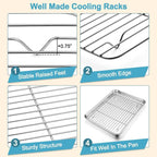 TeamFar Baking Sheet with Rack Set, 17.6/16/12.5 Inch Stainless Steel Cookie - Image 4